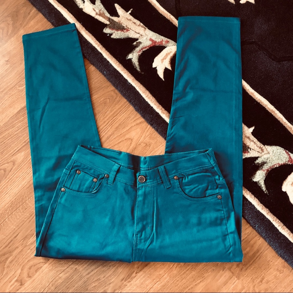 European Straight Stretch Oxford Jeans Teal NWOT